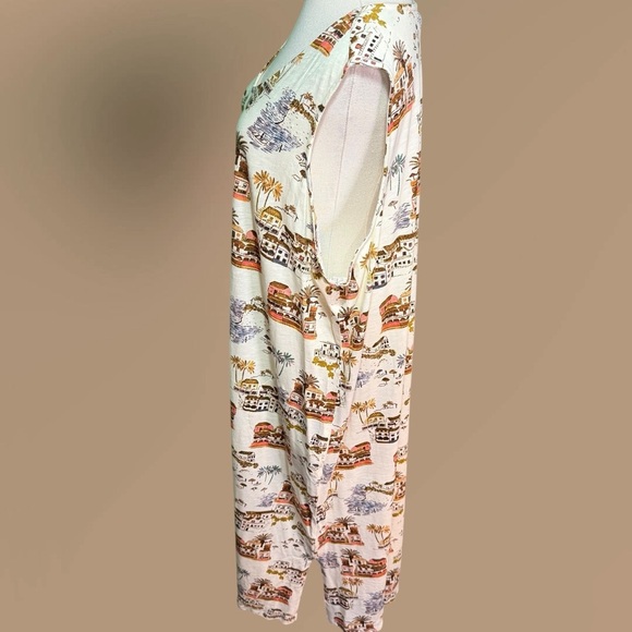 NWOT Denim & Co. Naturals Regular V-Neck Printed Midi Dress w/ Pockets in Scenic - Picture 6 of 14